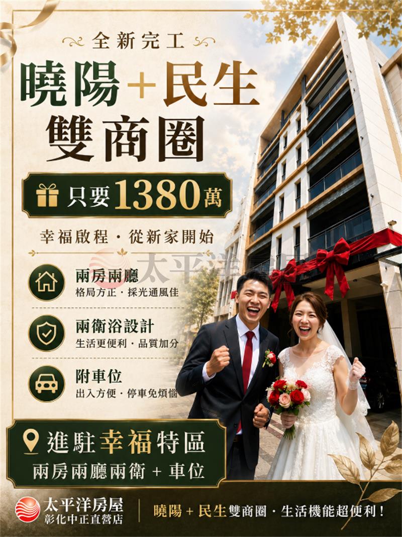 曉陽路商圈全新美廈房屋室內格局與周邊環境