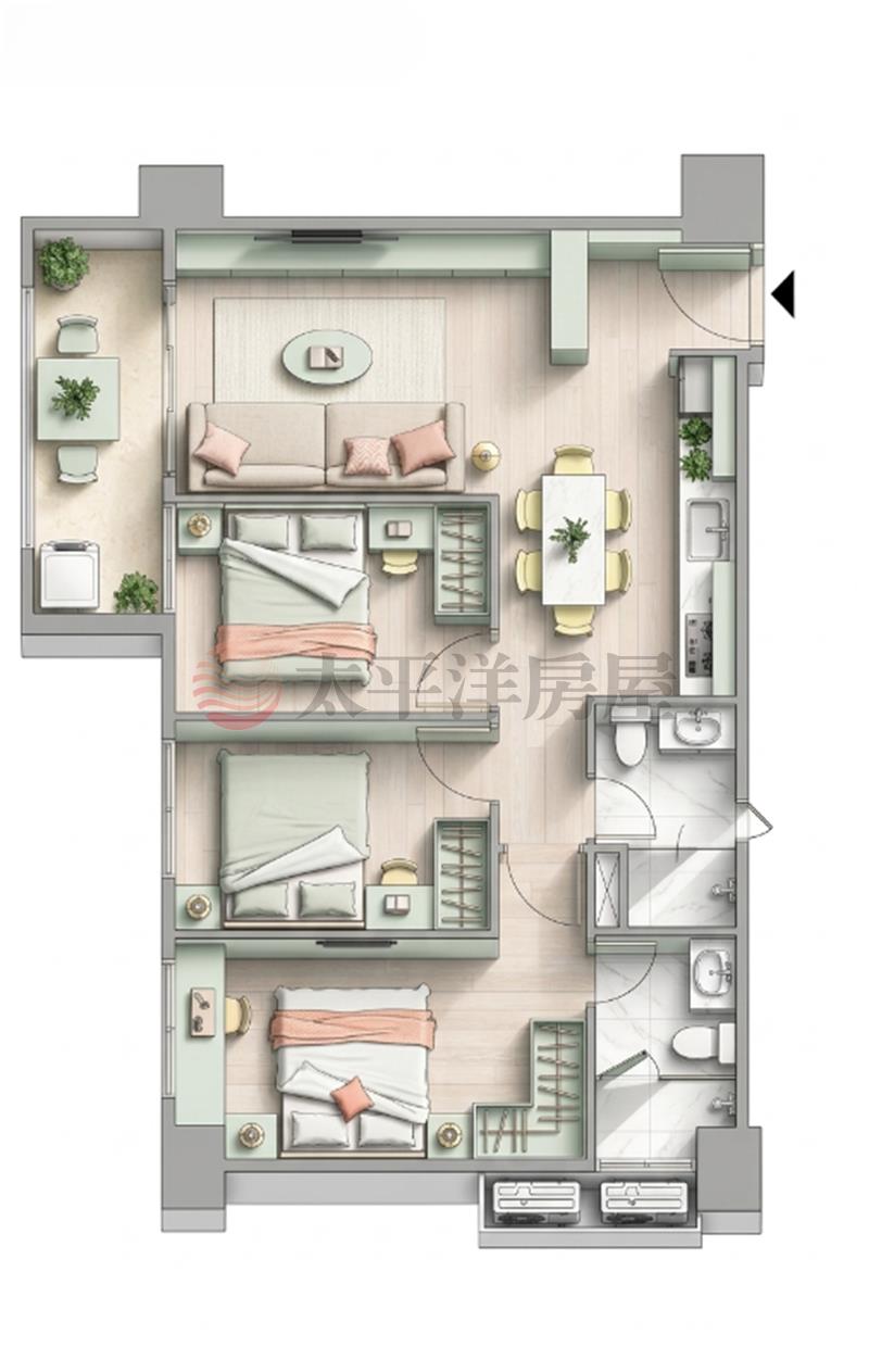 璟都麗緻3房車房屋室內格局與周邊環境
