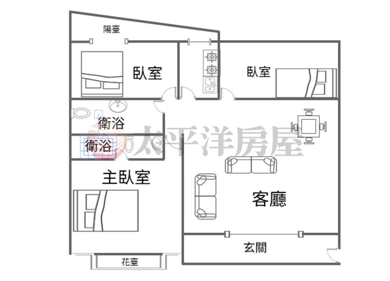 彰市近交流道正3房附車位視野美廈房屋室內格局與周邊環境