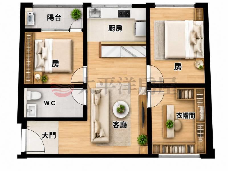 信義城2+1房平面車位房屋室內格局與周邊環境