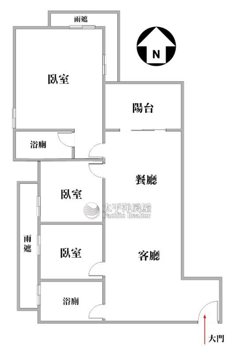 單元二潤隆3房平車綠景戶房屋室內格局與周邊環境