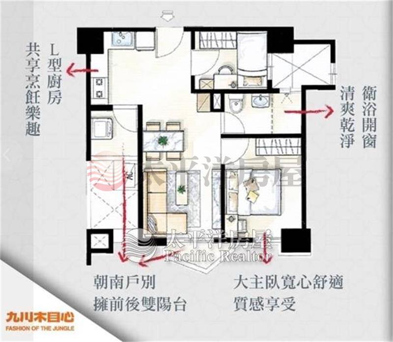 專●梧棲全新未住朝南2房車位房屋室內格局與周邊環境