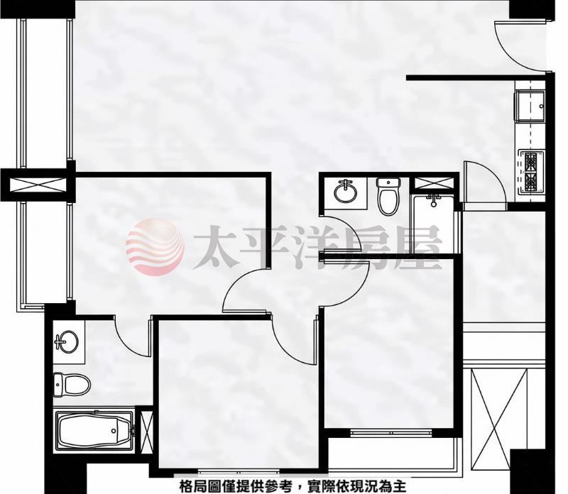 柏斯市朝南高樓三房平車房屋室內格局與周邊環境