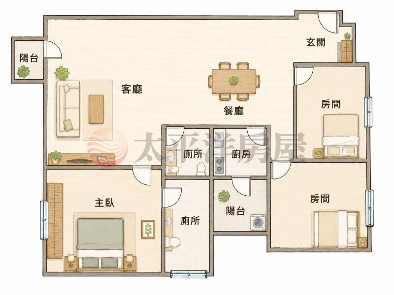 聯悦馥|3+1房雙平車|頂樓無限視野房屋室內格局與周邊環境