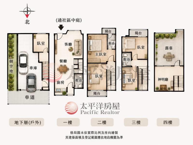 新光田邊間花園大面寬美墅房屋室內格局與周邊環境
