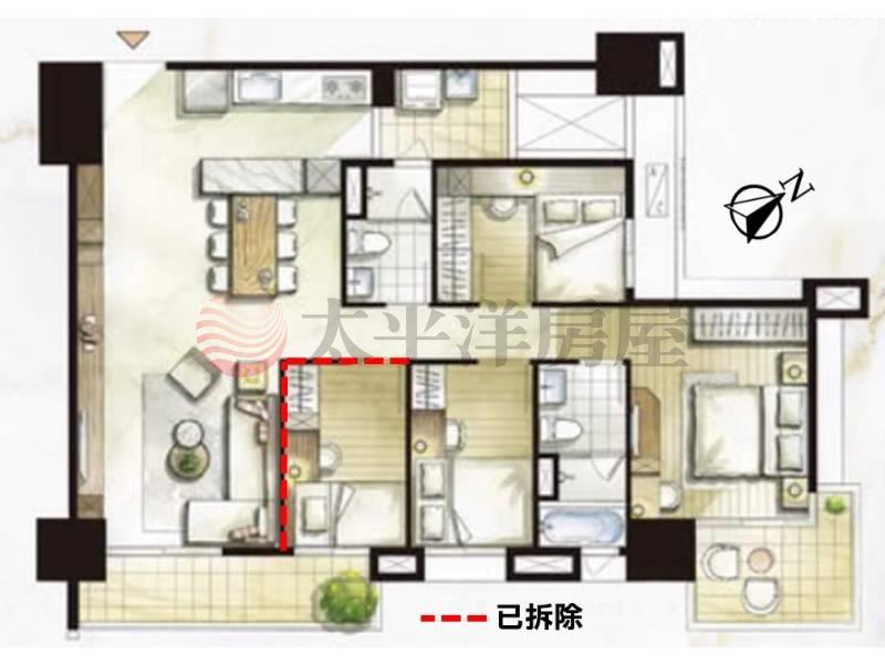花漾天鵝高樓層四改三房雙平車房屋室內格局與周邊環境