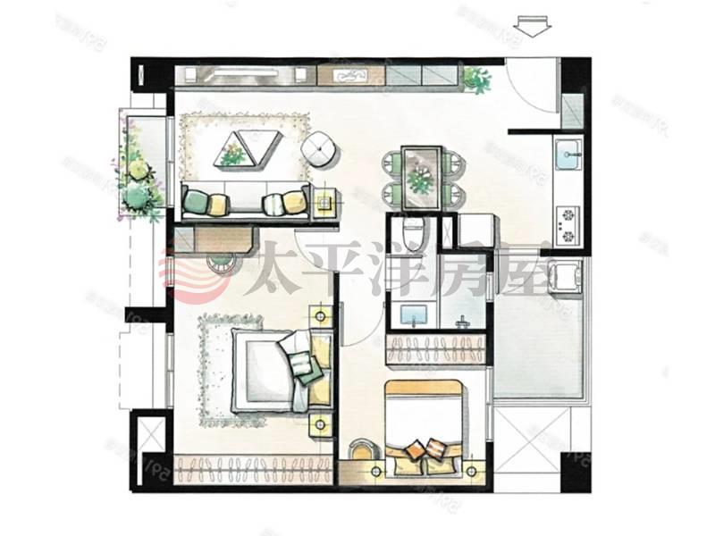 亞灣築泉全新室內20坪大兩房房屋室內格局與周邊環境