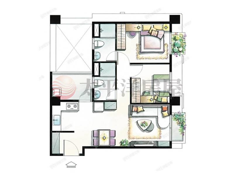亞灣築泉全新兩房兩衛房屋室內格局與周邊環境